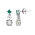 Sterling Silver Lab-created Emerald & Green Quartz Drop Earrings, Women's