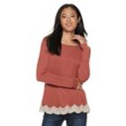 Juniors' Rewind Lace-up Back Crochet Trim Long Sleeve Tee, Teens, Size: Xs, Dark Red