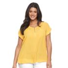 Plus Size Apt. 9 Zip Front Lattice Tee, Women's, Size: 1xl, Gold