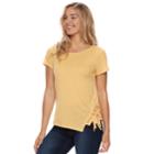 Juniors' Grayson Threads Lace-up Tee, Teens, Size: Xs, Lt Yellow