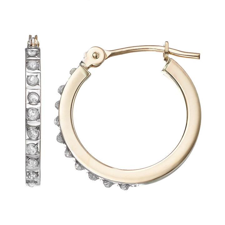 Diamond Fascination 10k Gold Hoop Earrings, Women's