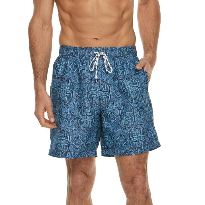 Men's Croft & Barrow&reg; Medallion Printed Swim Trunks, Size: Xl, Med Blue