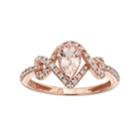 10k Rose Gold Morganite & 1/8 Carat T.w. Diamond Teardrop Ring, Women's, Size: 7, Pink