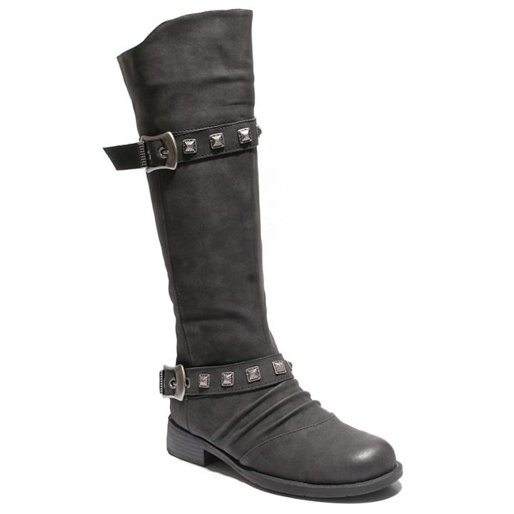 2 Lips Too Jilly Women's Buckle Riding Boots, Size: Medium (7), Black