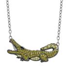 Animal Planet Sterling Silver Crystal Nile Crocodile Necklace, Women's, Size: 17, Green