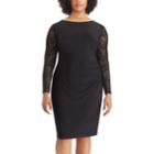 Plus Size Chaps Lace-sleeve Sheath Dress, Women's, Size: 14 W, Black