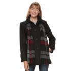 Women's Tower By London Fog Wool Blend Scarf Jacket, Size: Medium, Black