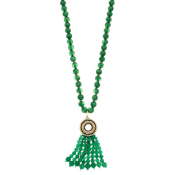 Dana Buchman Swirl Bead Tasseled Necklace, Women's, Green