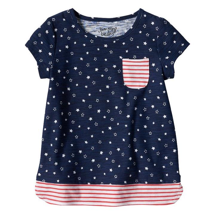 Girls 4-10 Jumping Beans&reg; Stars & Stripes Mock Layered Tee, Girl's, Size: 5, Lt Orange
