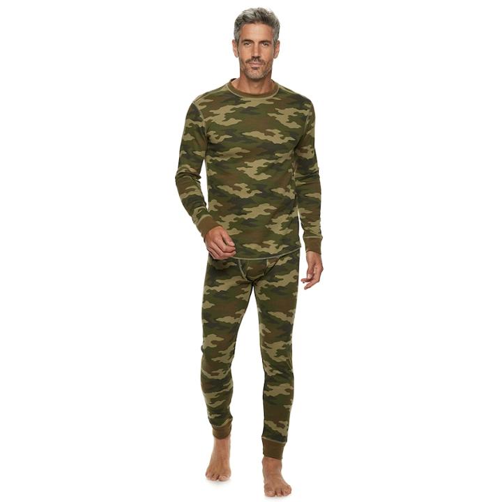 Big & Tall Croft & Barrow&reg; Camo Thermal Base Layer Underwear Pants, Men's, Size: 4xb, Dark Green