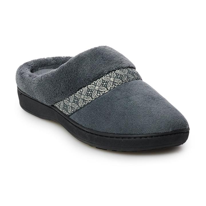 Women's Isotoner Jena Microterry Hoodback Slippers, Size: Small, Grey