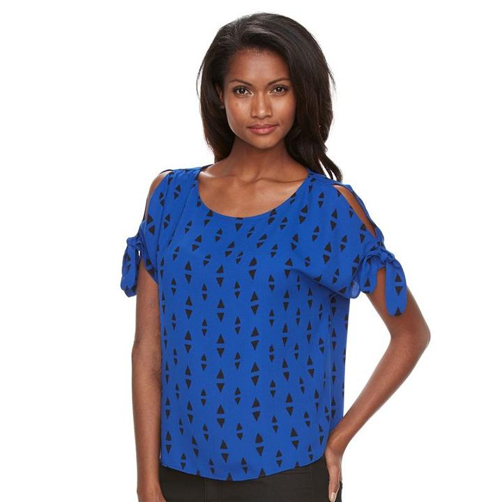 Petite Apt. 9&reg; Crepe Cold-shoulder Top, Women's, Size: Xs Petite, Blue