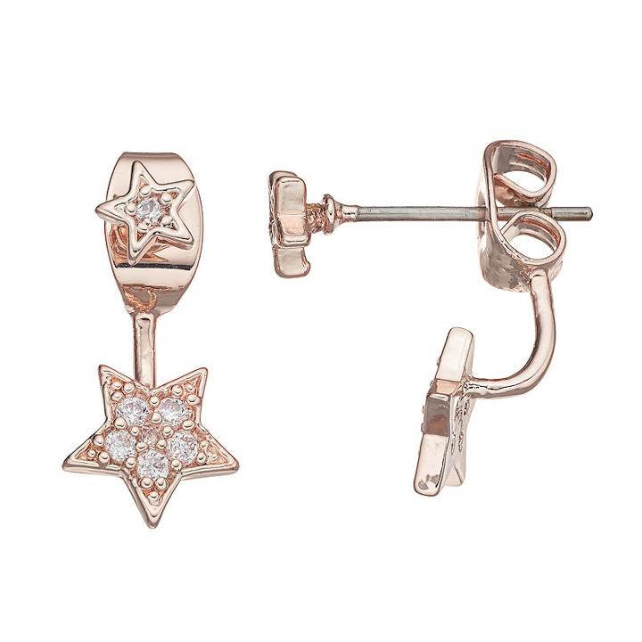 Lc Lauren Conrad Star Jacket Earrings, Women's, Light Pink
