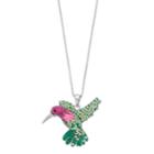 Brilliance Silver Plated Hummingbird Pendant With Swarovski Crystals, Women's, Size: 18, Green