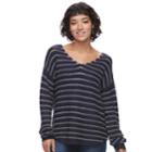 Juniors' So&reg; Textured V-neck Sweater, Teens, Size: Large, Dark Blue