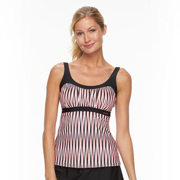 Women's Zeroxposur Printed Empire Tankini Top, Size: 16, Pink Other
