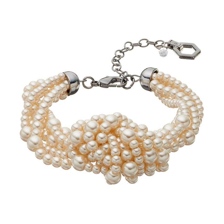 Simply Vera Vera Wang Simulated Pearl Knotted Multi Strand Bracelet, Women's, White
