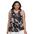 Plus Size Jennifer Lopez Lace-up Tank, Women's, Size: 0x, Black