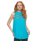 Women's Apt. 9&reg; Crochet Mockneck Tank, Size: Xl, Turquoise/blue (turq/aqua)