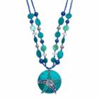 Blue Beaded Composite Shell Starfish Pendant Necklace, Women's
