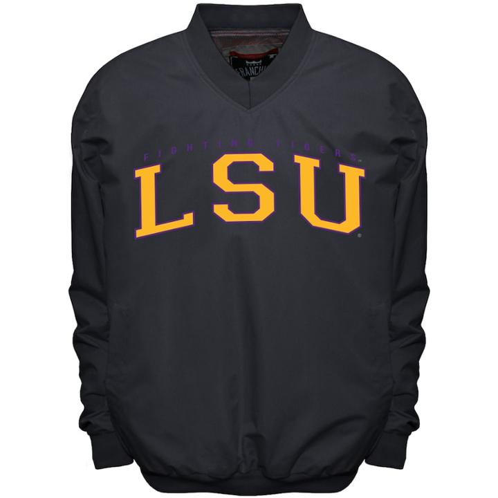 Men's Franchise Club Lsu Tigers Members Windbreaker Pullover, Size: Medium, Grey