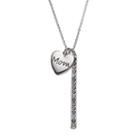 Crystal Collection Crystal Silver-plated Mom Heart Charm & Stick Pendant Necklace, Women's, Multicolor