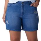 Plus Size Lee Cora Embroidered Denim Shorts, Women's, Size: 22 - Regular, Dark Blue