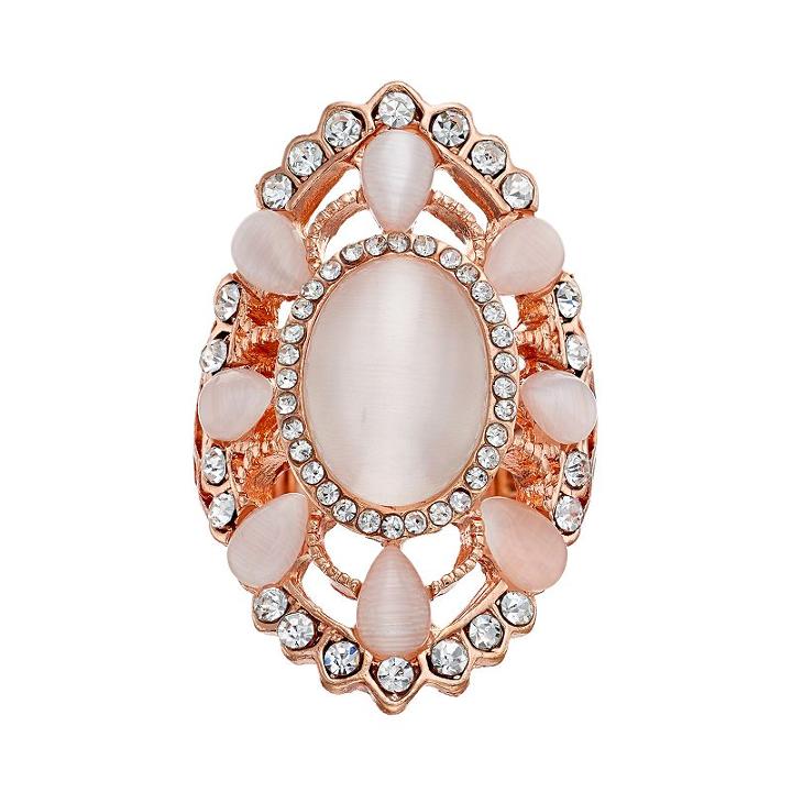 Pink Simulated Cat's-eye Stretch Ring, Women's