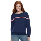 Juniors' Pink Republic Chest Stripe Sweatshirt, Teens, Size: Small, Dark Blue