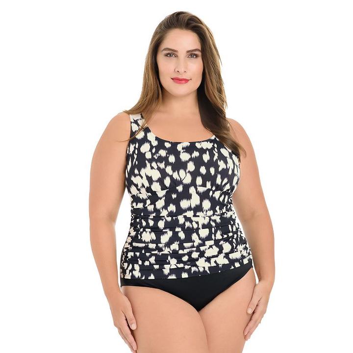 Plus Size Croft & Barrow&reg; Body Sculptor Control Printed One-piece Swimsuit, Women's, Size: 26 W, Black