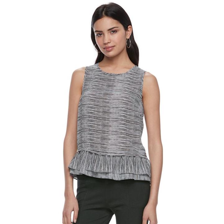Women's Elle&trade; Ruffle Hem Chiffon Top, Size: Xs, Black