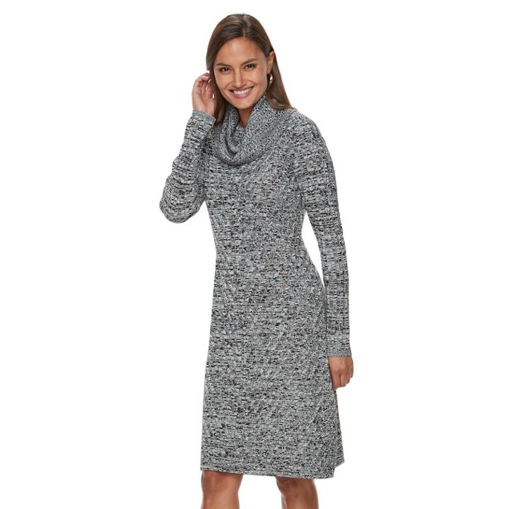 Women's Dana Buchman Mitered Cowlneck Sweater Dress, Size: Xs, Oxford