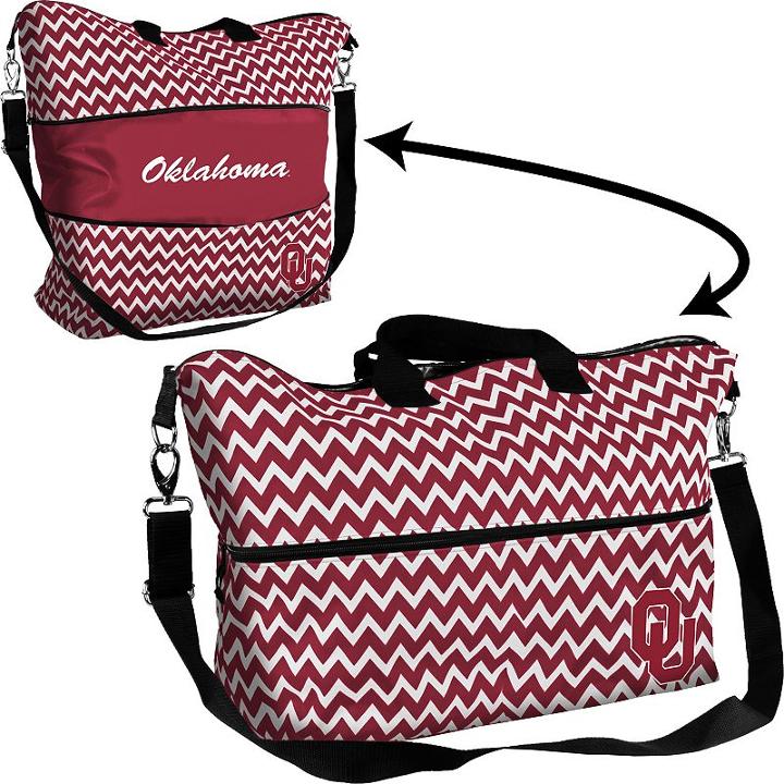 Logo Brand Oklahoma Sooners Chevron Expandable Tote, Women's, Multicolor