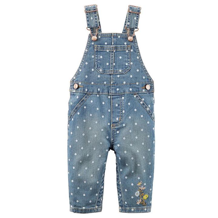 Baby Girl Carter's Polka-dot Denim Overalls, Size: 18 Months, Blue Other