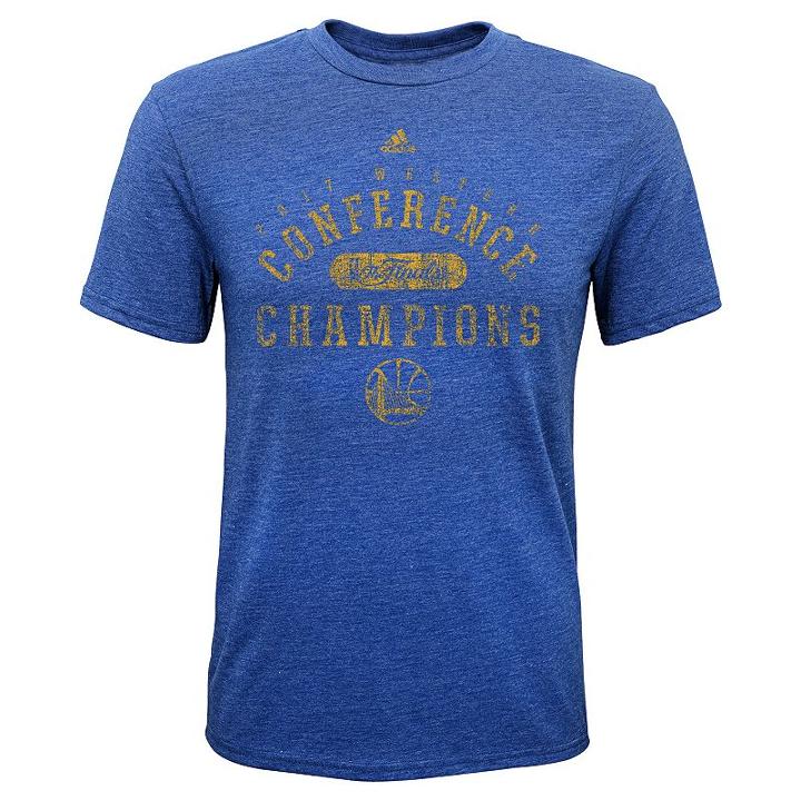 Boys 8-20 Golden State Warriors 2017 Conference Champions Retro Tee, Boy's, Size: S(8), Blue