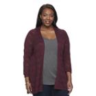 Plus Size Croft & Barrow&reg; Chevron Open-front Cardigan, Women's, Size: 2xl, Red