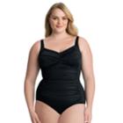 Plus Size Croft & Barrow&reg; Bust Minimizer Twist-front One-piece Swimsuit, Women's, Size: 20 W, Black
