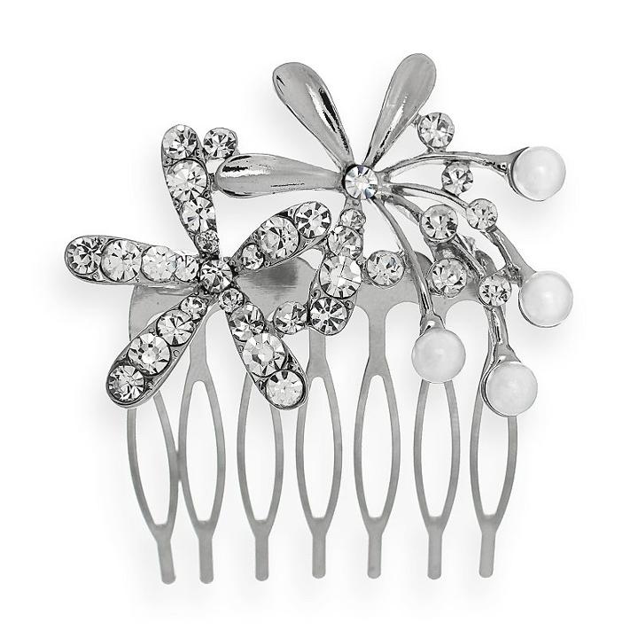 Crystal Allure Flower Hair Comb, Girl's, White