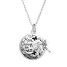 Disney's Cinderella Silver-plated Butterfly Disc Pendant Necklace, Women's, Multicolor