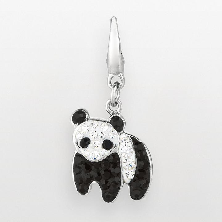 Sterling Silver Crystal Panda Bear Charm, Women's, Black