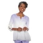 Petite Alfred Dunner Studio Slit-sleeve Ombre Top, Women's, Size: 16 Petite, Ombre Lilac Gray