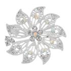 Napier Silver Tone Simulated Crystal Flower Pin, Women's