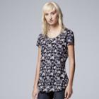 Simply Vera Vera Wang, Women's Printed Scoopneck Tee, Size: Xs, Dark Blue
