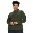 Plus Size Napa Valley Long Sleeve Mock Neck Sweater, Women's, Size: 3xl, Dark Green