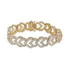 14k Gold Over Silver 2-ct. T.w. Diamond Heart Bracelet, Women's, Size: 7.5, White