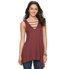 Juniors' Mudd&reg; Shark-bite Ladder Tunic Tank, Girl's, Size: Large, Brown