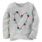 Girls 4-8 Carter's Long Sleeve Fringe Heart Tee, Size: 4, Light Grey