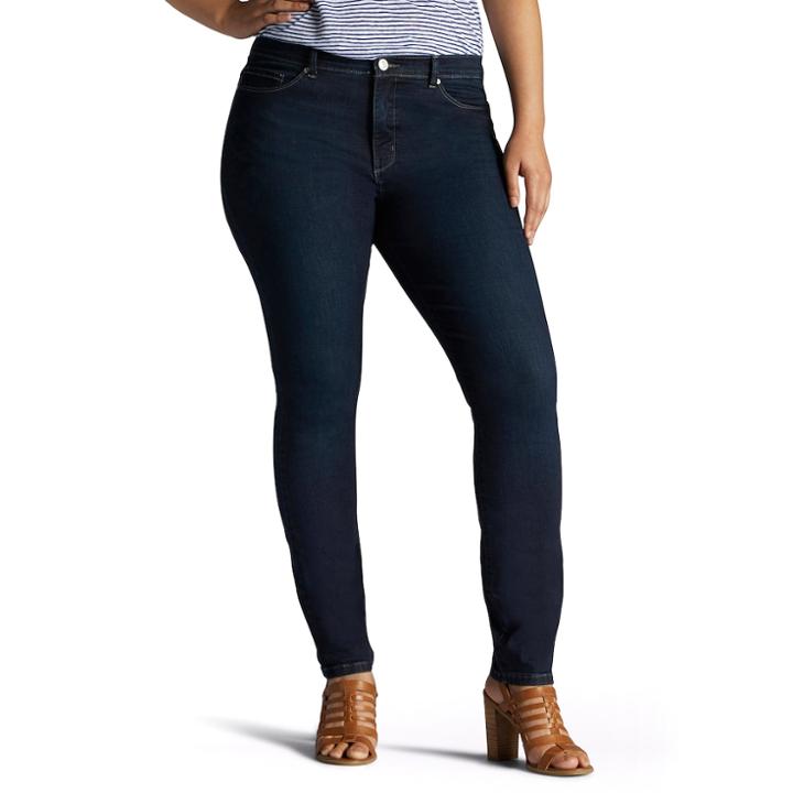 Plus Size Lee Rebound Slim Fit Skinny Jeans, Women's, Size: 24w Short, Dark Blue