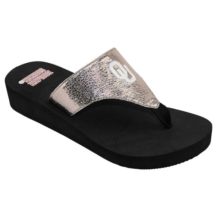 Women's Oklahoma Sooners Shine Platform Flip-flops, Size: Large, Red/coppr (rust/coppr)