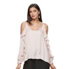 Women's Jennifer Lopez Cold-shoulder Ruffle Top, Size: Xxl, Lt Orange